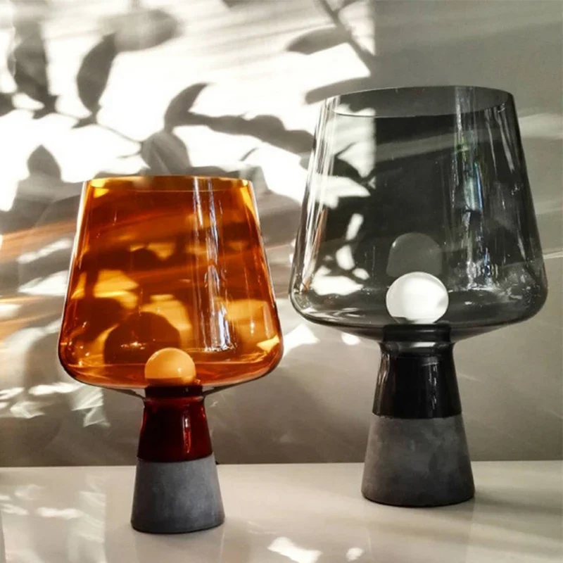 Nachttischlampe Glas Stein Industriedesign – Lumora