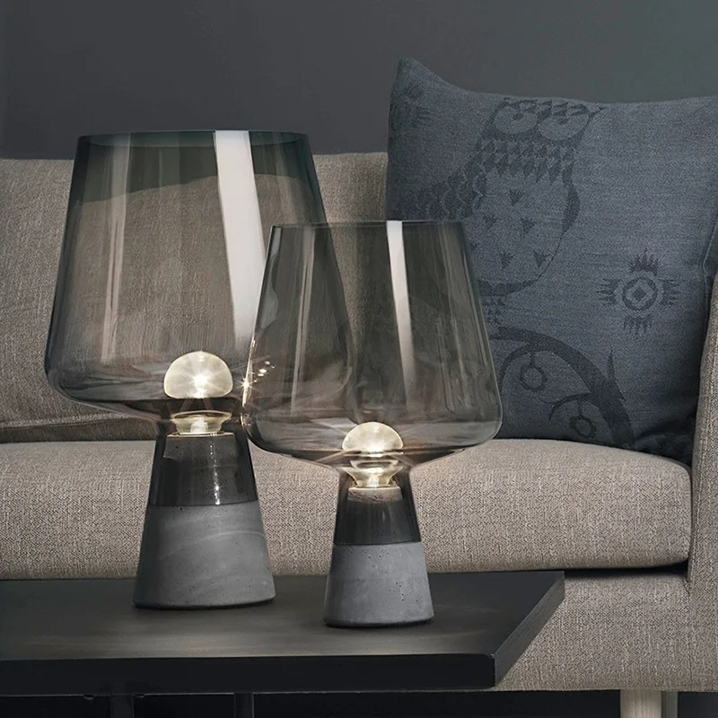 Nachttischlampe Glas Stein Industriedesign – Lumora