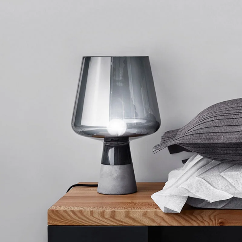 Nachttischlampe Glas Stein Industriedesign – Lumora