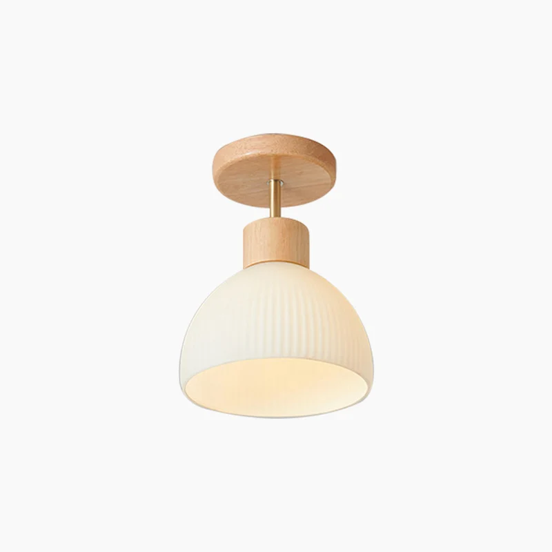 Semi Flush Mount Ceiling Light Chandelier Modern for Living Room, Wood & Glass