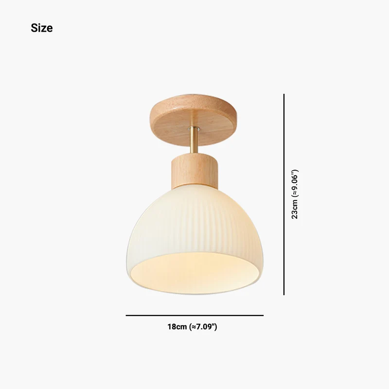 Semi Flush Mount Ceiling Light Chandelier Modern for Living Room, Wood & Glass