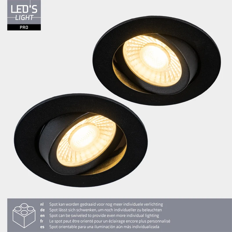 LED Spot 6W 420lm 2700/1800K warmweiß IP54 Schwarz - LED's Light Pro