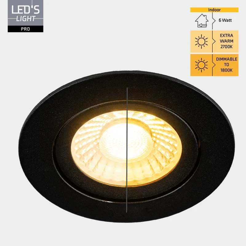 LED Spot 6W 420lm 2700/1800K warmweiß IP54 Schwarz - LED's Light Pro