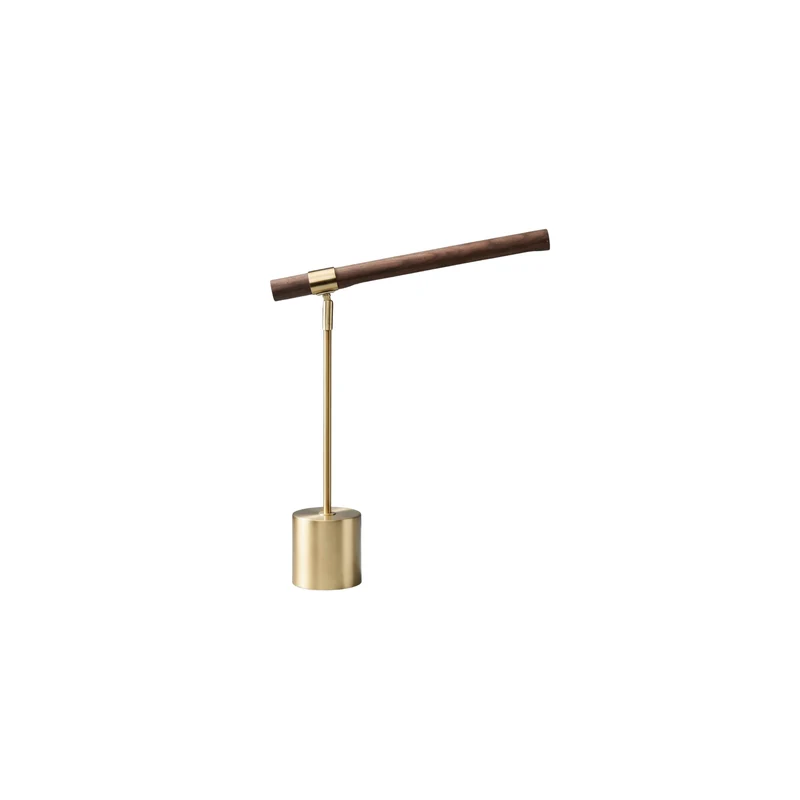 Minimalistische LED-Nachttischlampe aus Bambus und Eisen – Helios
