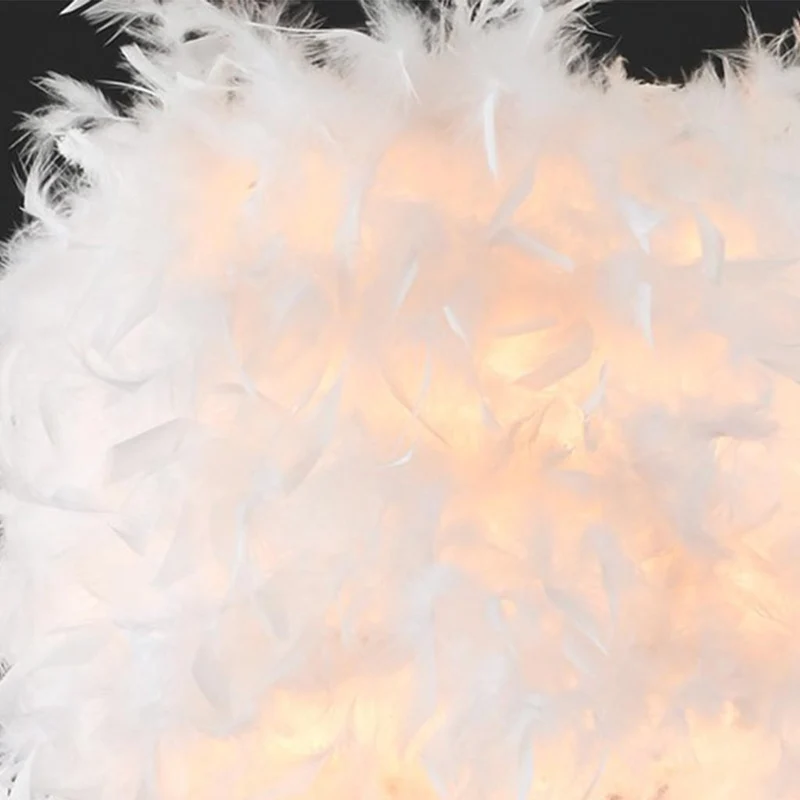 Feather Floor Lamp Fluffy Fairy Arched Fishing Pole, White/Pink