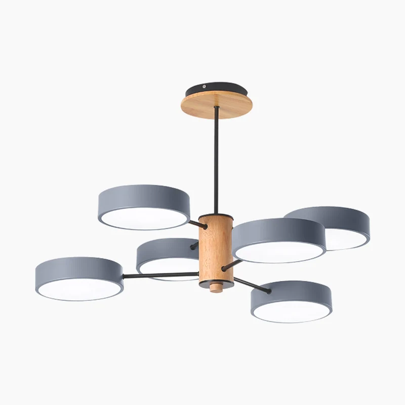 Chandelier Ceiling Light Multi Arm LED Nordic Style, Metal & Wood