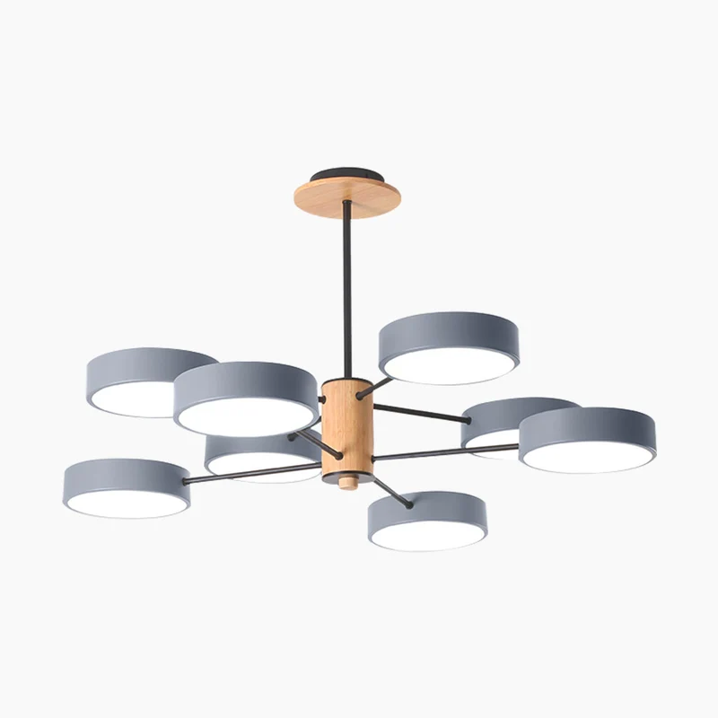 Chandelier Ceiling Light Multi Arm LED Nordic Style, Metal & Wood