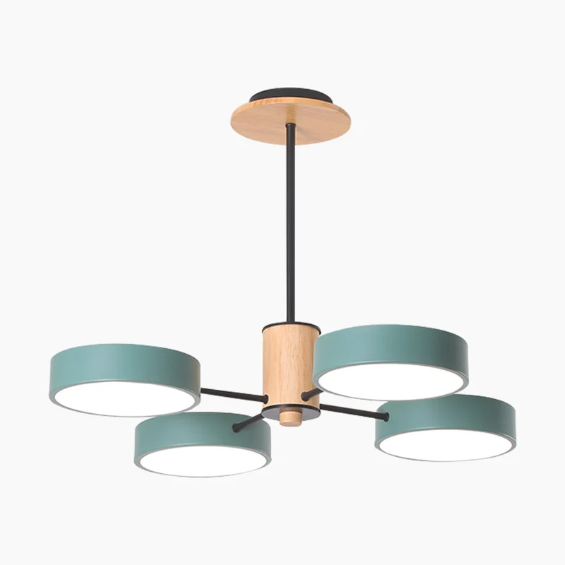 Chandelier Ceiling Light Multi Arm LED Nordic Style, Metal & Wood