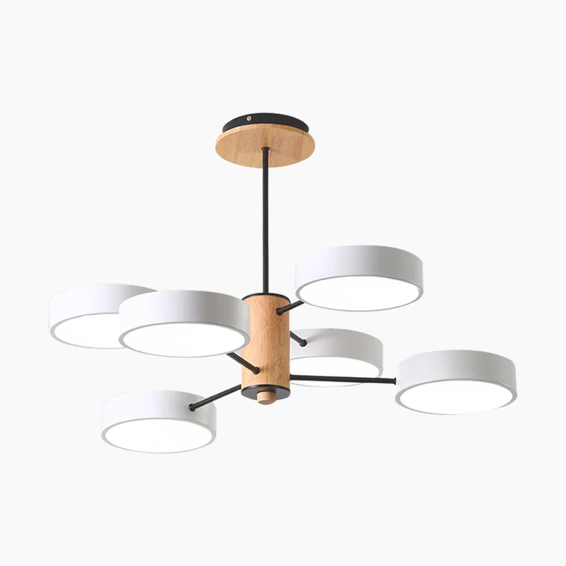 Chandelier Ceiling Light Multi Arm LED Nordic Style, Metal & Wood