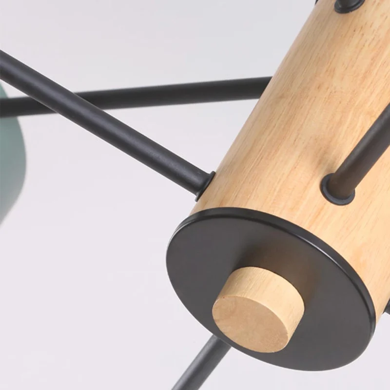 Chandelier Ceiling Light Multi Arm LED Nordic Style, Metal & Wood