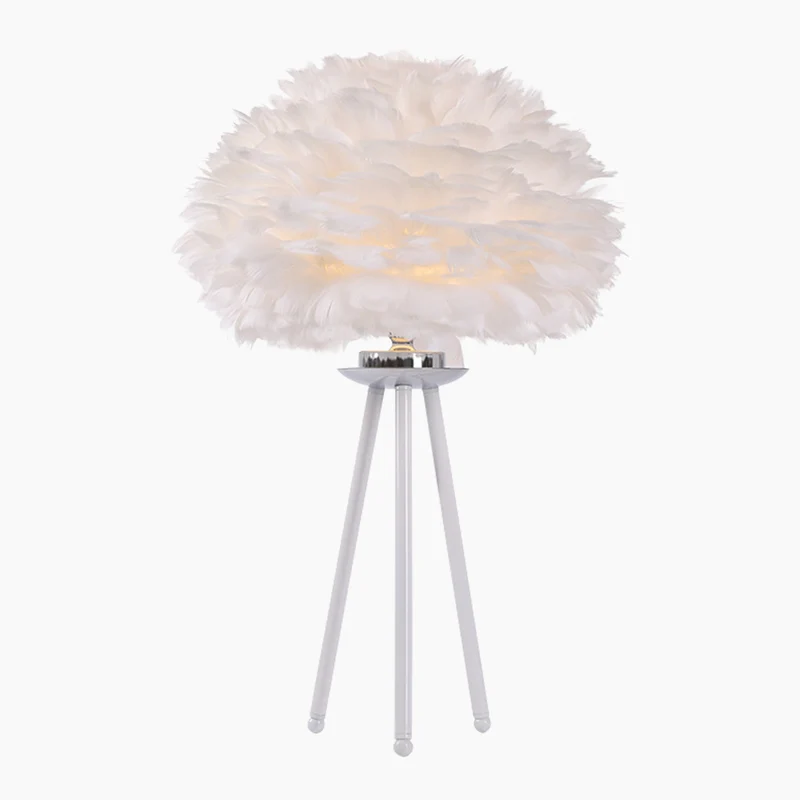 Tripod Floor & Table Lamp Set with Goose Feather Shades, White/Pink