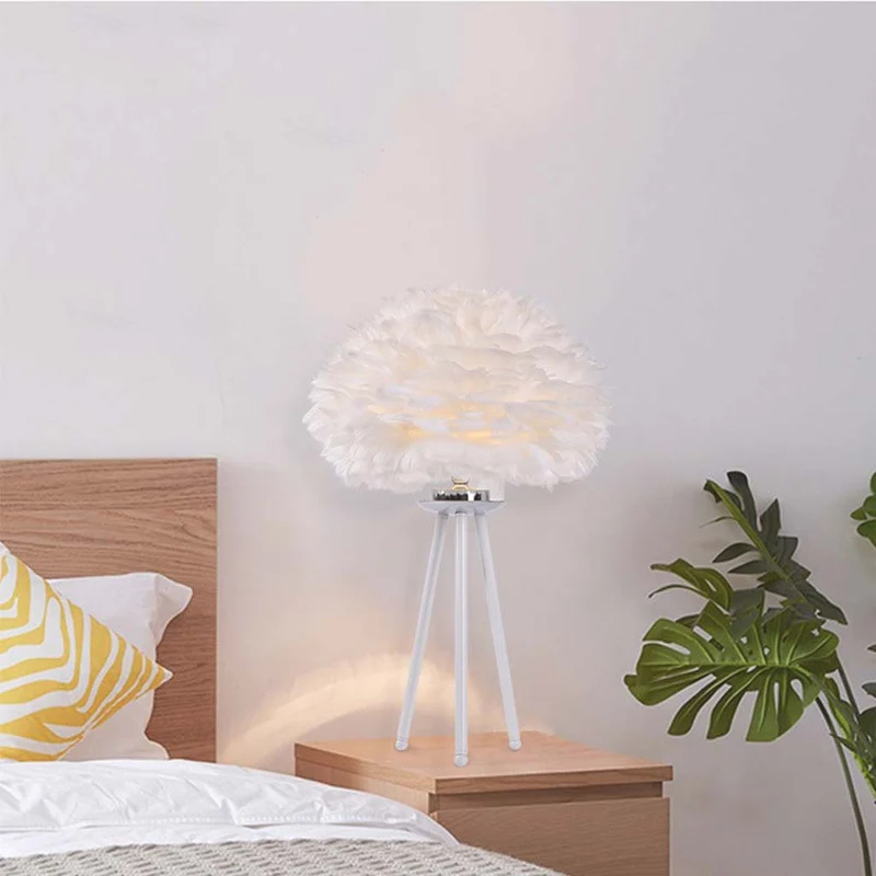 Tripod Floor & Table Lamp Set with Goose Feather Shades, White/Pink