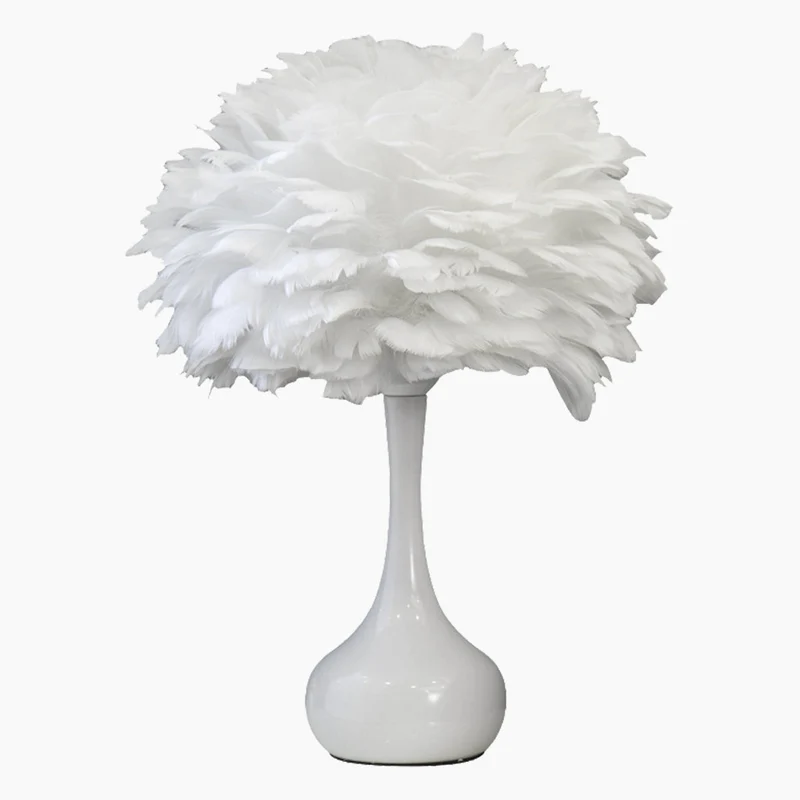 Feather Table Lamp Elegant for Bedside with Touch Control