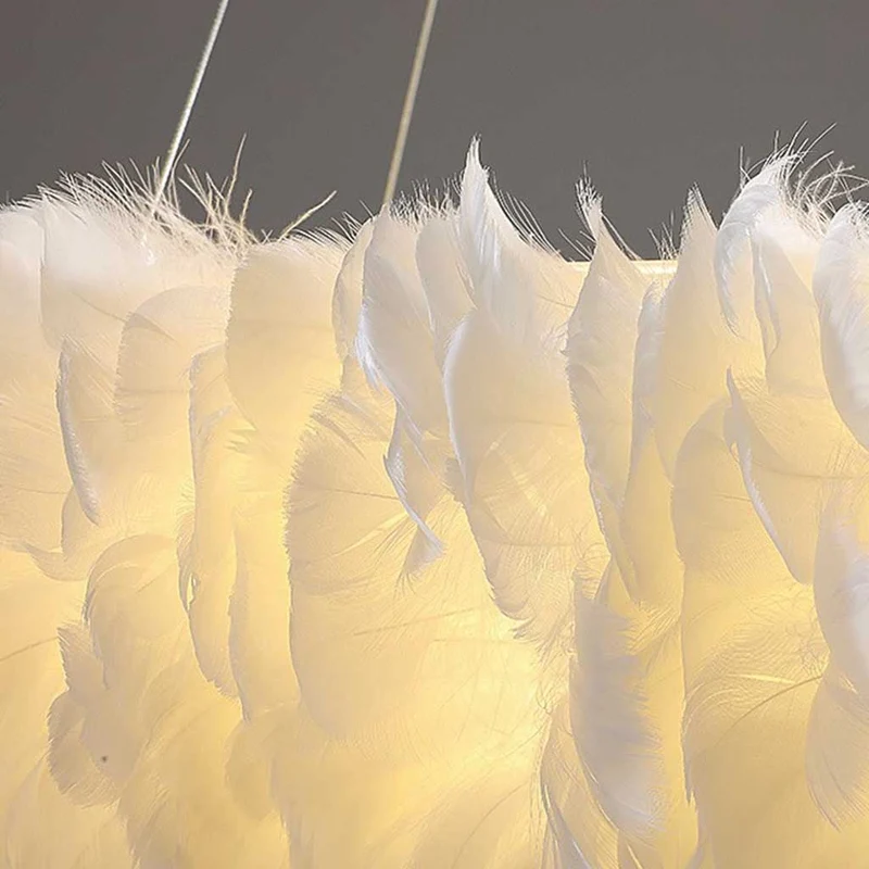 Feather Pendant Ceiling Light Unique Ring Fluffy, Pink / White