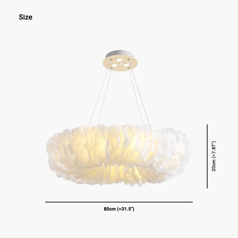 Feather Pendant Ceiling Light Unique Ring Fluffy, Pink / White