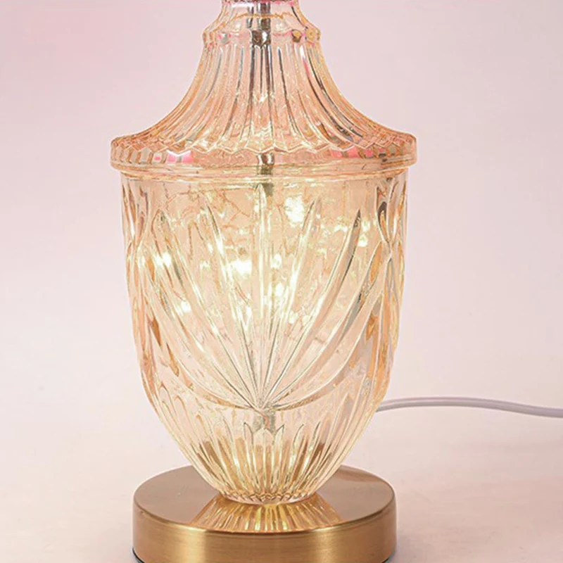 Modern Decorative Glass Vase Feather Table Lamp, Pink