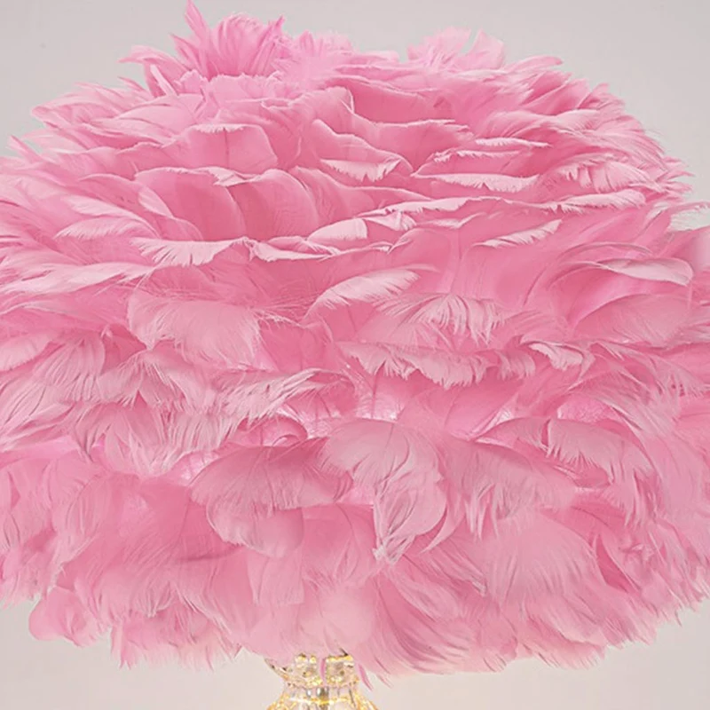 Modern Decorative Glass Vase Feather Table Lamp, Pink