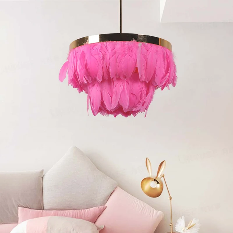 Pendant Ceiling Light Goose Feather Round, 3 Colors
