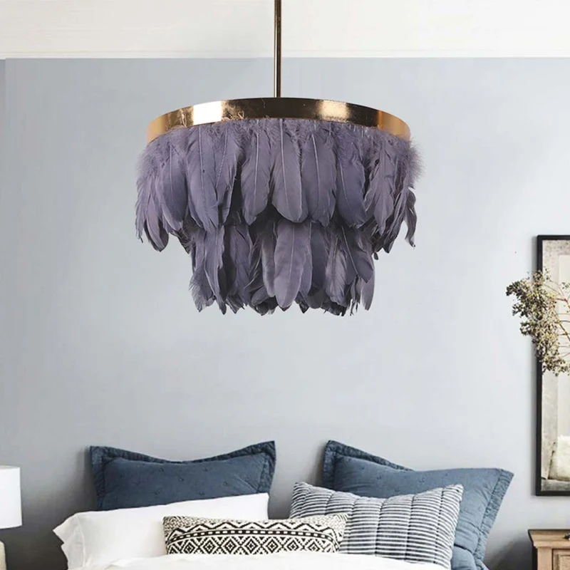 Pendant Ceiling Light Goose Feather Round, 3 Colors