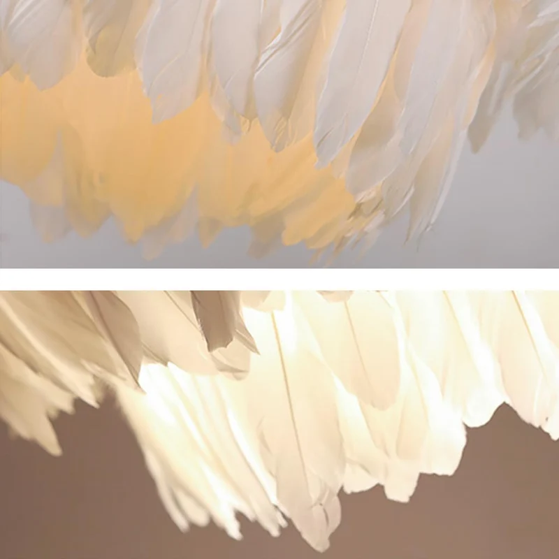 Pendant Ceiling Light Goose Feather Round, 3 Colors