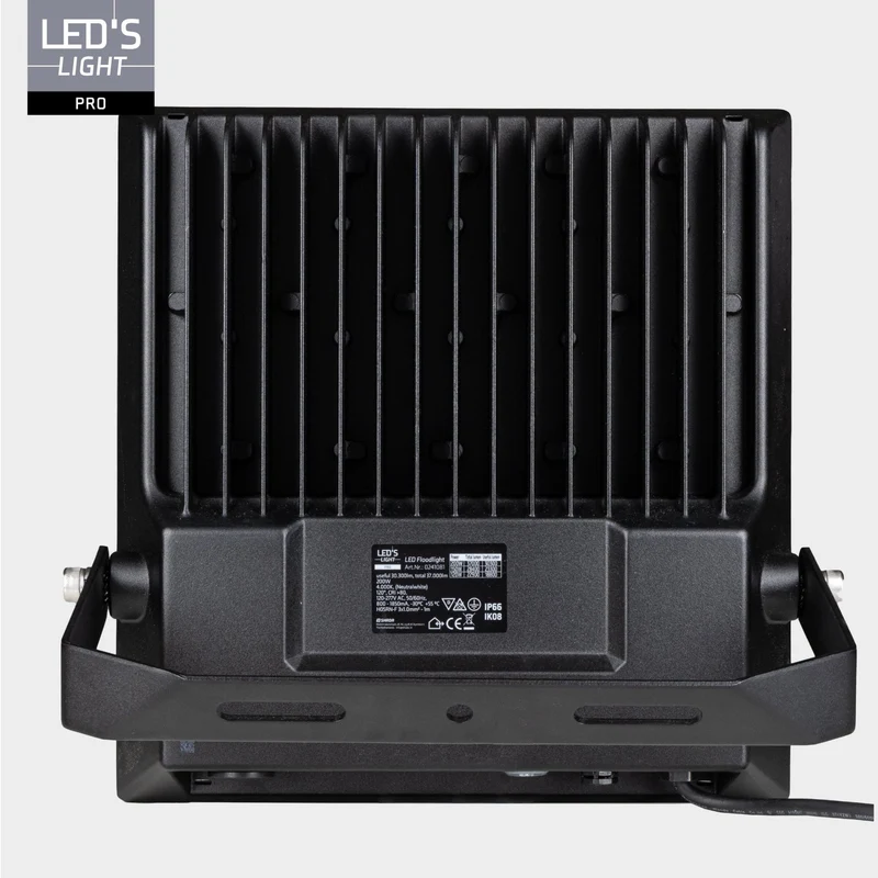 LED Flutlicht 200W 37000lm 4000K neutralweiß IP66 Schwarz - LED's Light