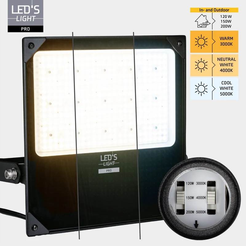 LED Flutlicht 200W 26500lm 3000/4000/5000K warmweiß/neutralweiß IP66 - LED's Light Pro