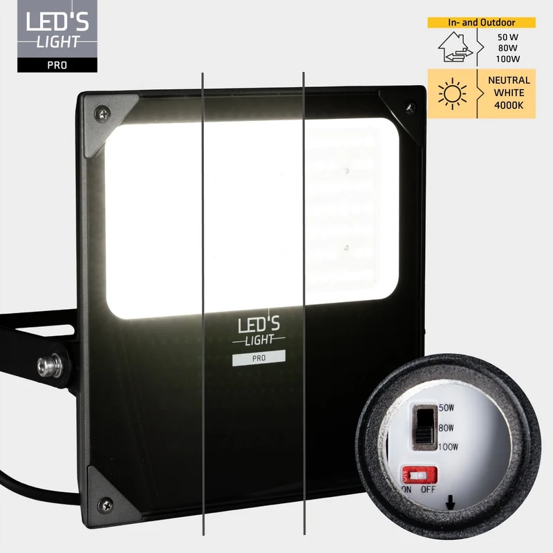 LED Flutlicht 100W 18500lm 4000K neutralweiß IP66 Schwarz - LED's Light Pro