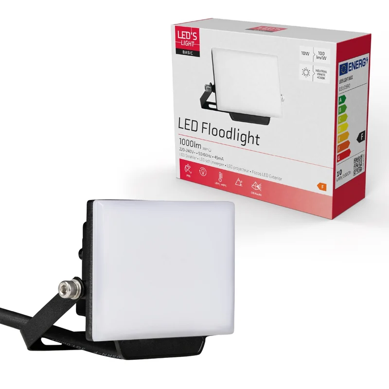 LED Flutlicht 10W 1000lm 4000K neutralweiß IP65 Schwarz - LED's Light