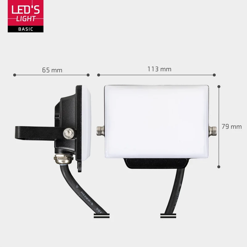 LED Flutlicht 10W 1000lm 4000K neutralweiß IP65 Schwarz - LED's Light