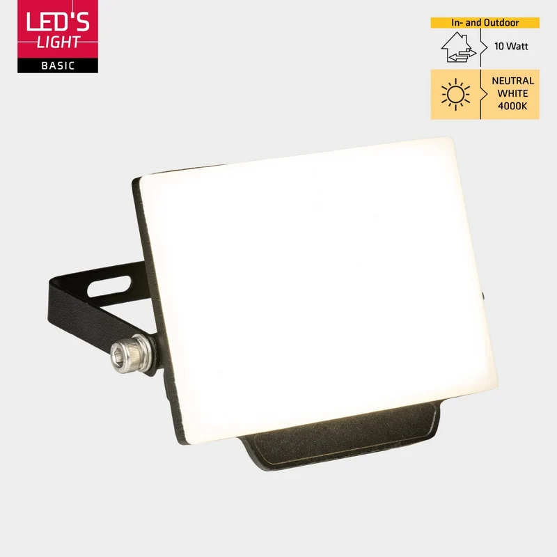 LED Flutlicht 10W 1000lm 4000K neutralweiß IP65 Schwarz - LED's Light