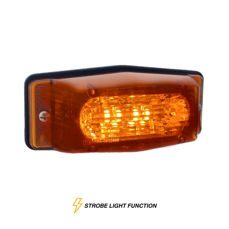LED-Doppelbrennerlampe mit integriertem Stroboskoplicht/bernsteinfarbener Linse
