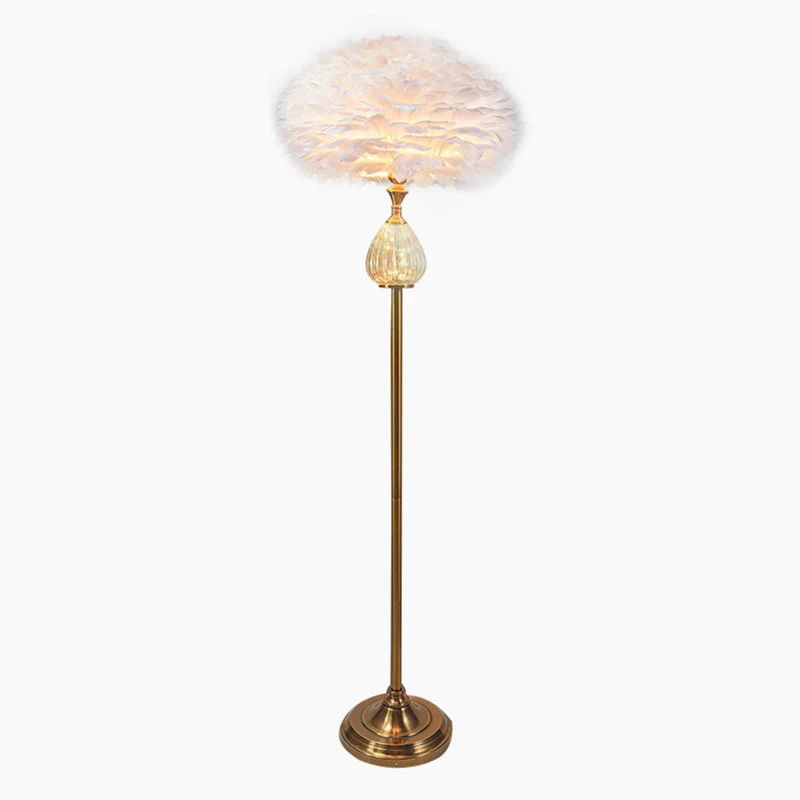 Feather Shade Floor Lamp Glass Teardrop, Pink/White