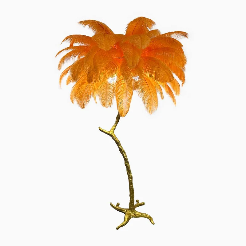 Ostrich Feather Floor Lamp Decorative Tree Shaped, Resin
