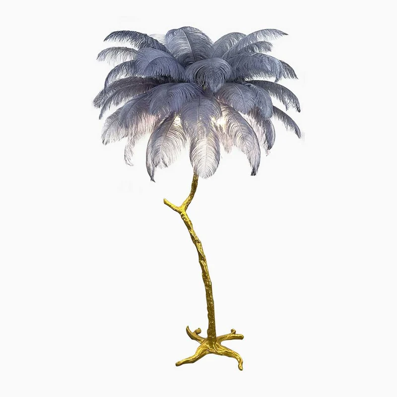 Ostrich Feather Floor Lamp Decorative Tree Shaped, Resin