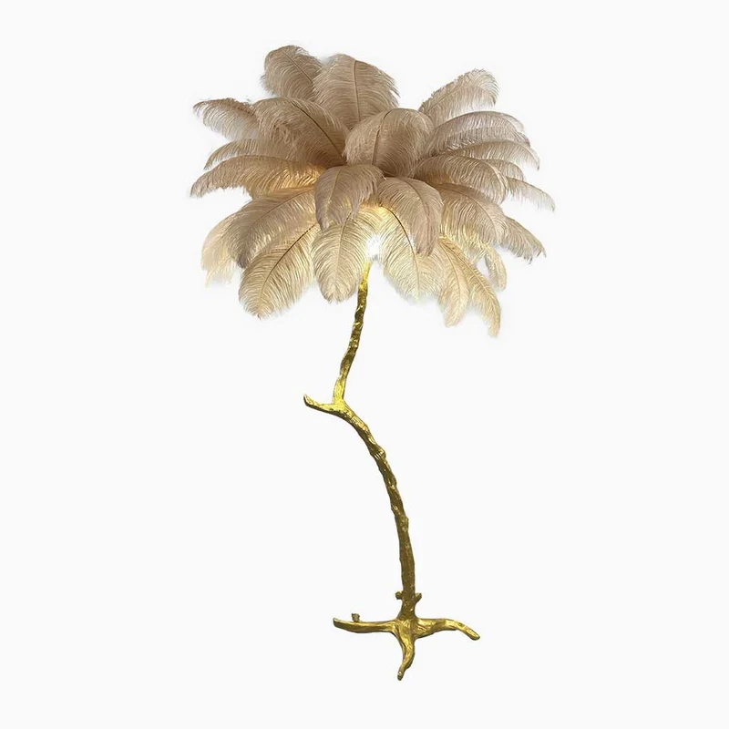 Ostrich Feather Floor Lamp Decorative Tree Shaped, Resin
