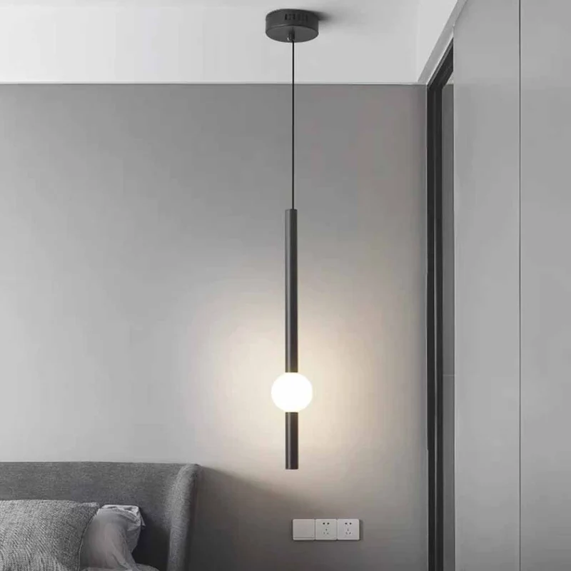 Pendant Light LED Linear Hanging, Iron & Glass