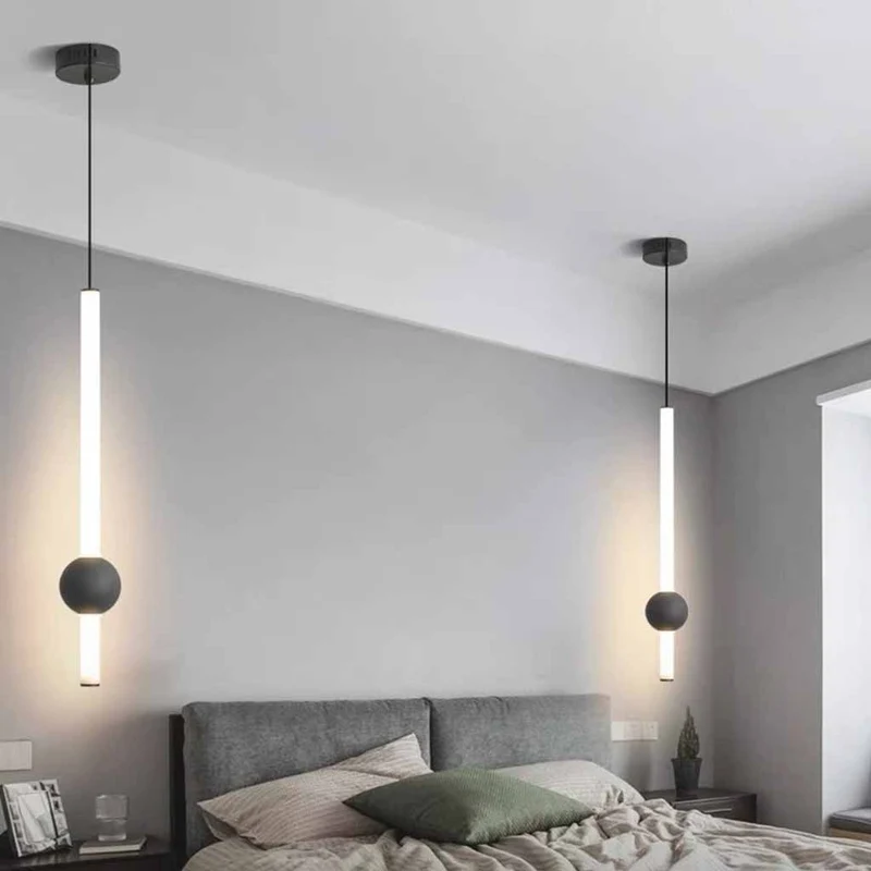 Pendant Light LED Linear Hanging, Iron & Glass