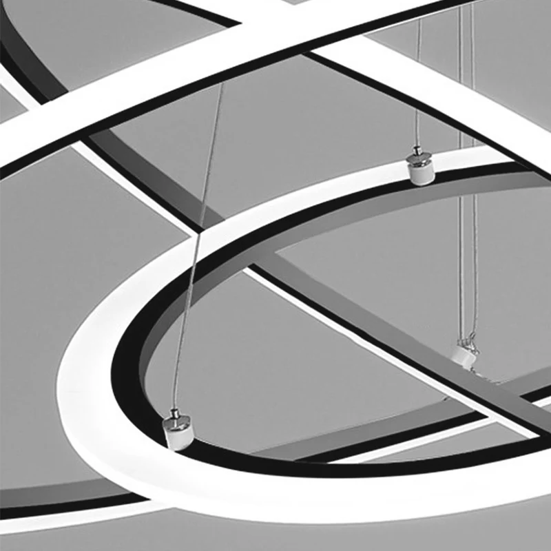 Chandelier Hanging LED 3 Ring Chic Orbit Circle, Aluminum & Acrylic
