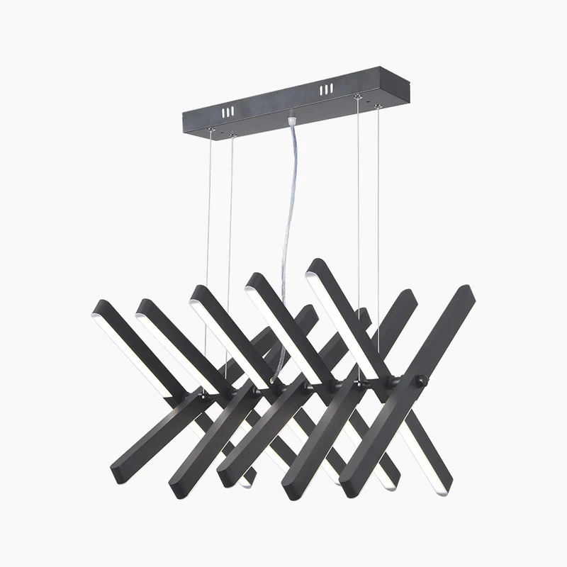 Pendant Chandelier Elegant Linear Piano Keys Aluminum, Black