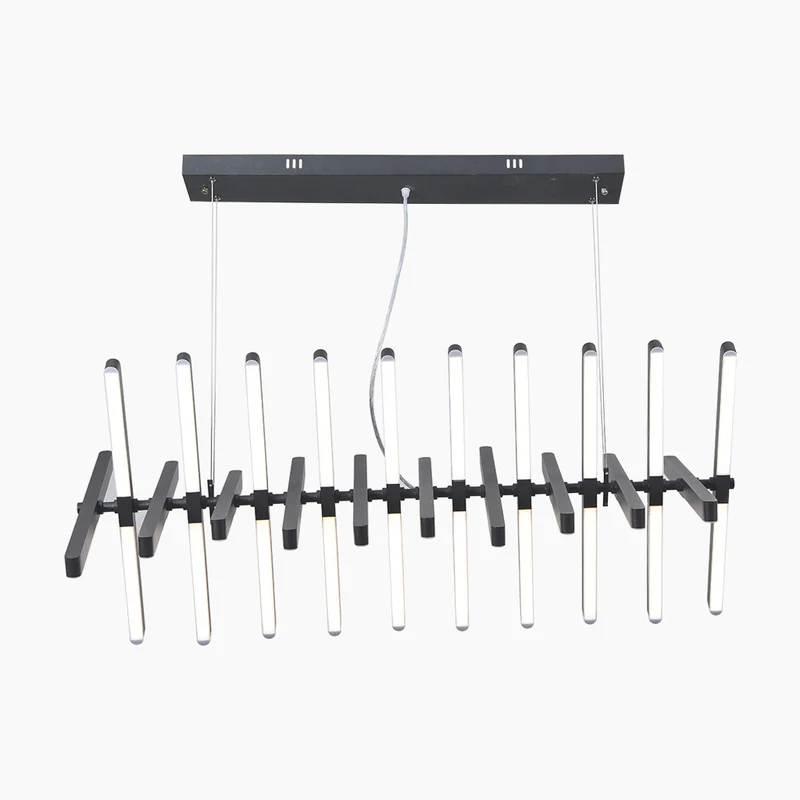 Pendant Chandelier Elegant Linear Piano Keys Aluminum, Black