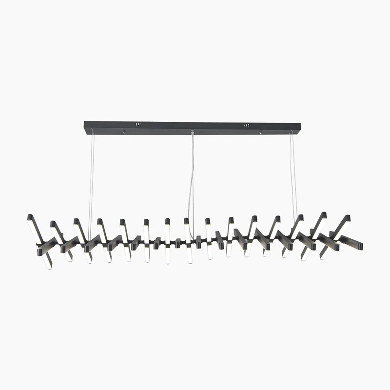 Pendant Chandelier Elegant Linear Piano Keys Aluminum, Black