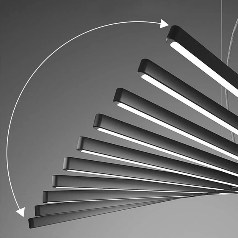 Pendant Chandelier Elegant Linear Piano Keys Aluminum, Black