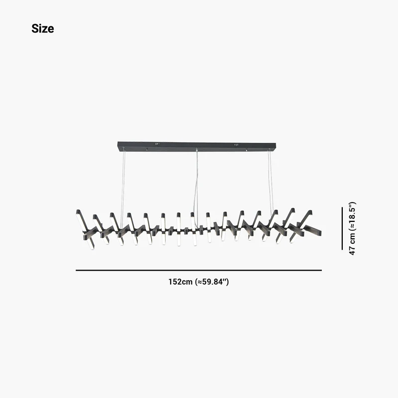 Pendant Chandelier Elegant Linear Piano Keys Aluminum, Black