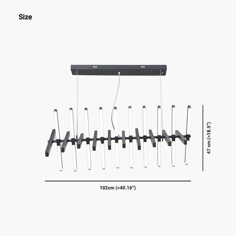 Pendant Chandelier Elegant Linear Piano Keys Aluminum, Black