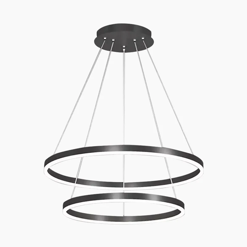 Chandelier LED Minimalist Black Hanging Loop Ring, Aluminum