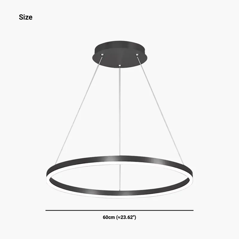 Chandelier LED Minimalist Black Hanging Loop Ring, Aluminum