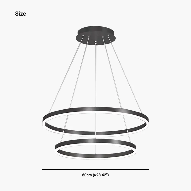Chandelier LED Minimalist Black Hanging Loop Ring, Aluminum
