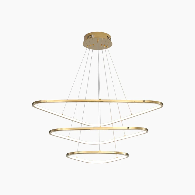 Chandelier Modern LED Dimmable Triangle Stainless Steel, Gold