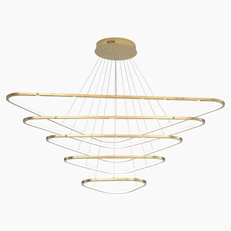 Chandelier Modern LED Dimmable Triangle Stainless Steel, Gold