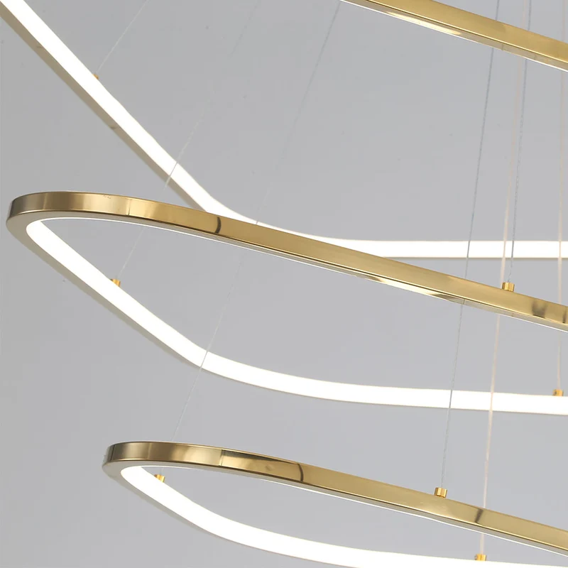 Chandelier Modern LED Dimmable Triangle Stainless Steel, Gold